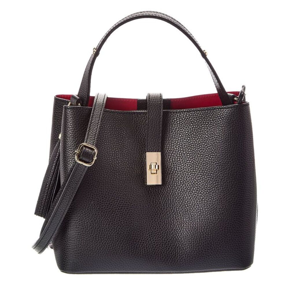 Italian Leather Kira Leather Top Handle Bag, Black